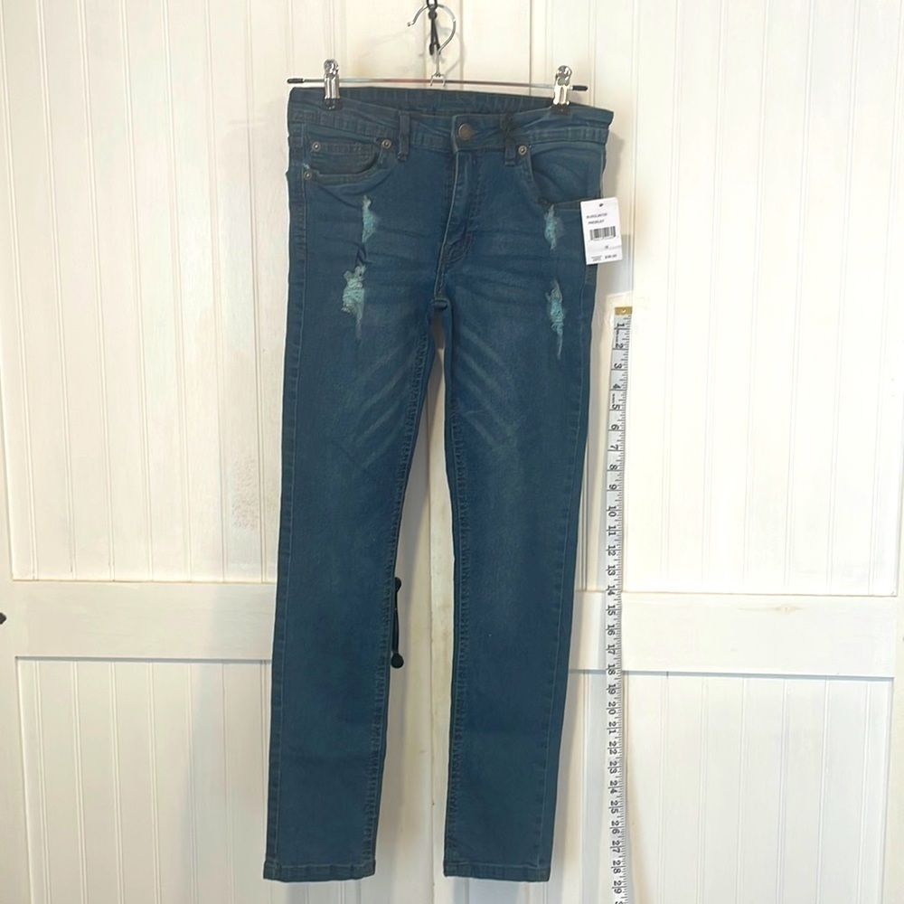 Buffalo David Bitton blue distressed, jeans, size 16, max skinny fit